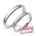 3FD14B Fehér arany Klasszikus Karikagyűrű Gyémánt kövekkel