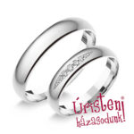 4FD7B Fehér arany Klasszikus Karikagyűrű Gyémánt kövekkel