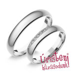 4FD9B Fehér arany Klasszikus Karikagyűrű Gyémánt kövekkel