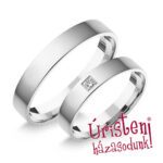 4FL1B Fehér arany Klasszikus Karikagyűrű Gyémánt kővel