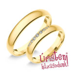 4SD9B Sárga arany Klasszikus Karikagyűrű Gyémánt kövekkel