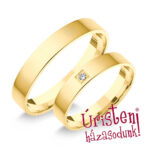 4SL1B Sárga arany Klasszikus Karikagyűrű Gyémánt kővel