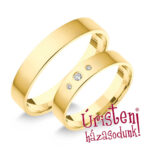 4SL3B Sárga arany Klasszikus Karikagyűrű Gyémánt kövekkel