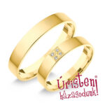4SL4B Sárga arany Klasszikus Karikagyűrű Gyémánt kövekkel