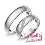 5FD5B Fehér arany Klasszikus Karikagyűrű Gyémánt kövekkel