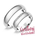 5FD9B Fehér arany Klasszikus Karikagyűrű Gyémánt kövekkel