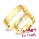 5SL9B Sárga arany Klasszikus Karikagyűrű Gyémánt kövekkel